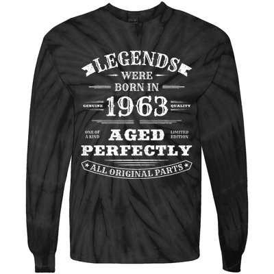 60th Birthday Gift Vintage Legends Born In 1963 60 Years Old Tie-Dye Long Sleeve Shirt