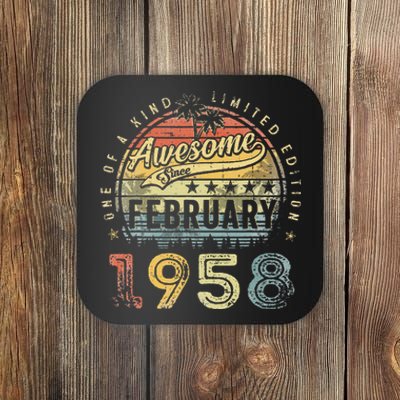 65th Birthday Gift Awesome Since February 1958 65 Year Old Coaster