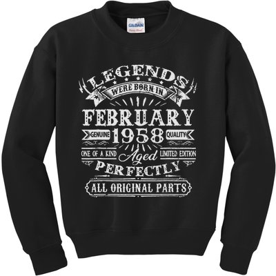 65th Birthday Gift Legends Born In February 1958 65 Year Old Kids Sweatshirt