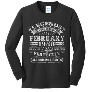 65th Birthday Gift Legends Born In February 1958 65 Year Old Kids Long Sleeve Shirt