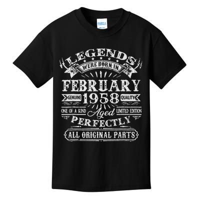 65th Birthday Gift Legends Born In February 1958 65 Year Old Kids T-Shirt