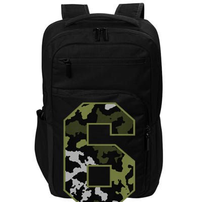 6th Birthday Gift Army Green Camo Number Impact Tech Backpack