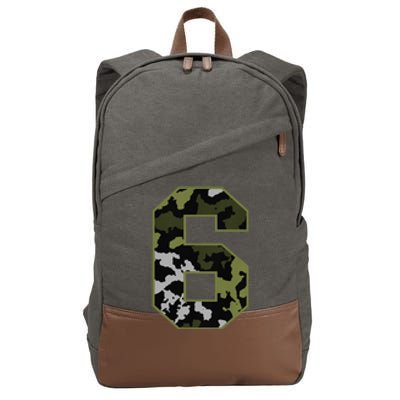 6th Birthday Gift Army Green Camo Number Cotton Canvas Backpack