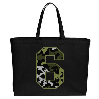 6th Birthday Gift Army Green Camo Number Cotton Canvas Jumbo Tote