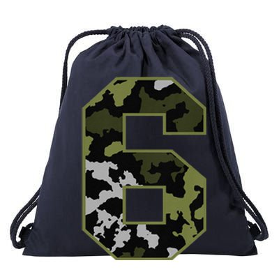 6th Birthday Gift Army Green Camo Number Drawstring Bag