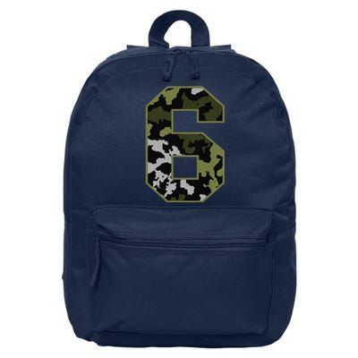 6th Birthday Gift Army Green Camo Number 16 in Basic Backpack