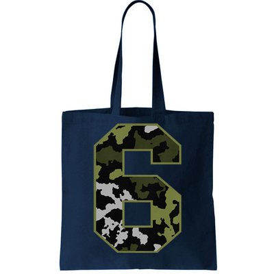 6th Birthday Gift Army Green Camo Number Tote Bag