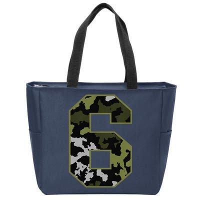 6th Birthday Gift Army Green Camo Number Zip Tote Bag