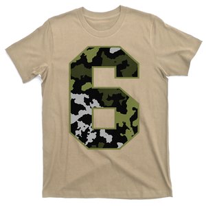 6th Birthday Gift Army Green Camo Number T-Shirt