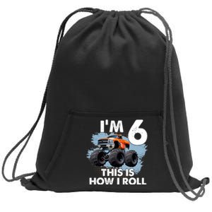 6th Birthday Gifts I'm 6 This Is How I Roll Monster-Truck Sweatshirt Cinch Pack Bag