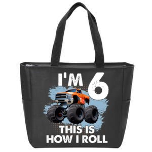 6th Birthday Gifts I'm 6 This Is How I Roll Monster-Truck Zip Tote Bag