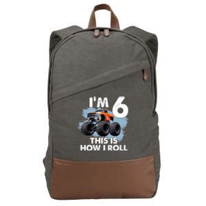 6th Birthday Gifts I'm 6 This Is How I Roll Monster-Truck Cotton Canvas Backpack