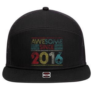 6th Birthday Gifts Awesome Since 2016 7 Panel Mesh Trucker Snapback Hat