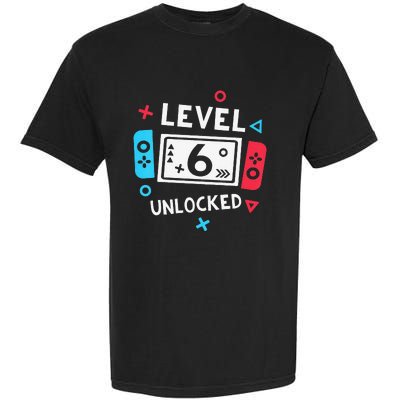 6th Birthday Level 6 Unlocked Video Game Party Garment-Dyed Heavyweight T-Shirt