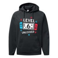 6th Birthday Level 6 Unlocked Video Game Party Performance Fleece Hoodie