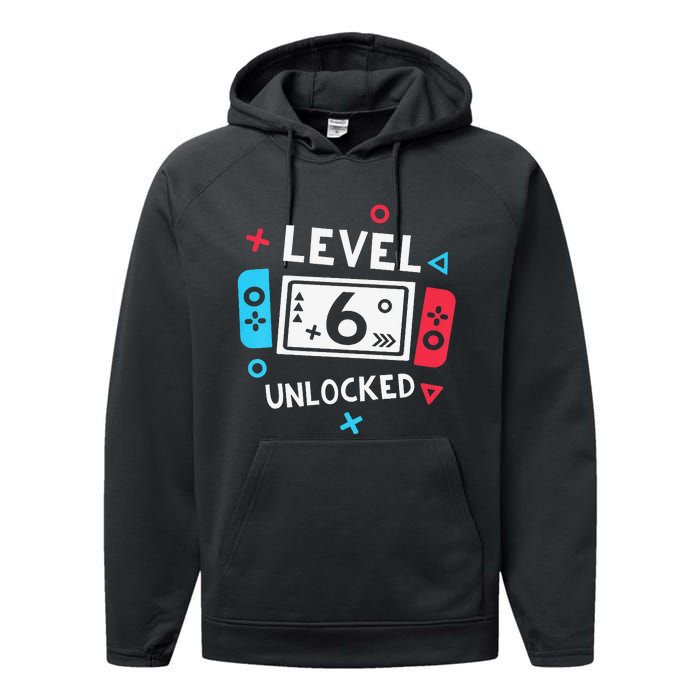 6th Birthday Level 6 Unlocked Video Game Party Performance Fleece Hoodie