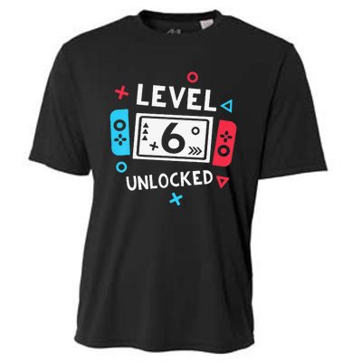 6th Birthday Level 6 Unlocked Video Game Party Cooling Performance Crew T-Shirt