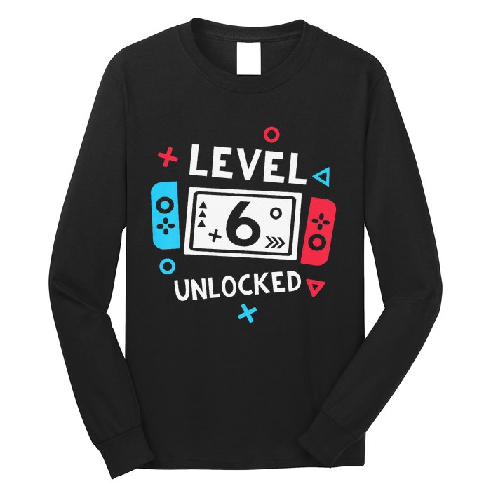 6th Birthday Level 6 Unlocked Video Game Party Long Sleeve Shirt