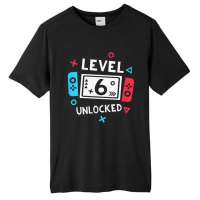 6th Birthday Level 6 Unlocked Video Game Party Tall Fusion ChromaSoft Performance T-Shirt