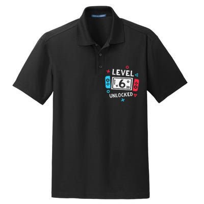 6th Birthday Level 6 Unlocked Video Game Party Dry Zone Grid Polo