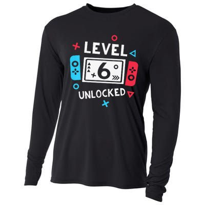 6th Birthday Level 6 Unlocked Video Game Party Cooling Performance Long Sleeve Crew