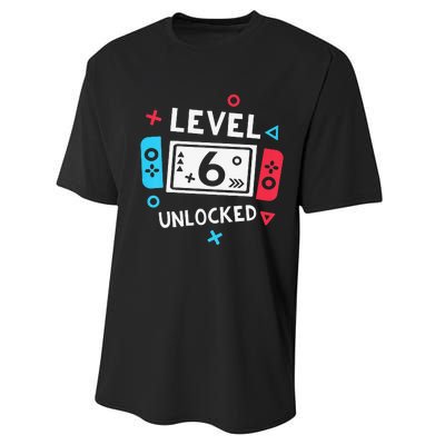 6th Birthday Level 6 Unlocked Video Game Party Performance Sprint T-Shirt