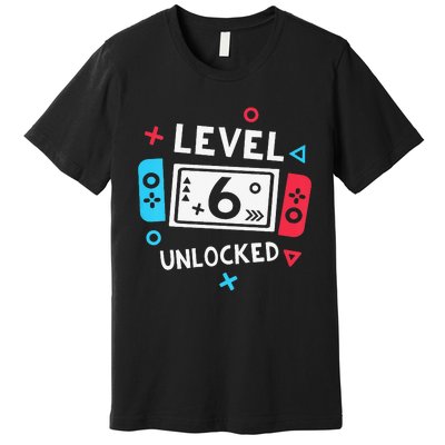 6th Birthday Level 6 Unlocked Video Game Party Premium T-Shirt