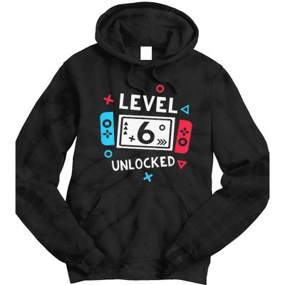 6th Birthday Level 6 Unlocked Video Game Party Tie Dye Hoodie