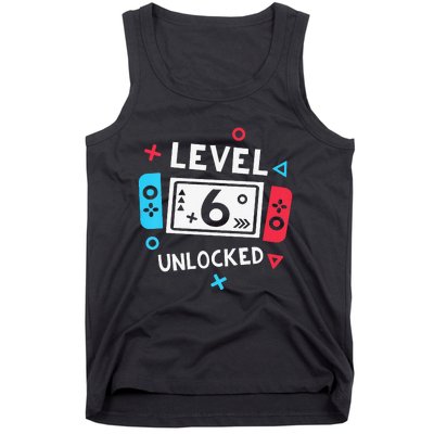 6th Birthday Level 6 Unlocked Video Game Party Tank Top