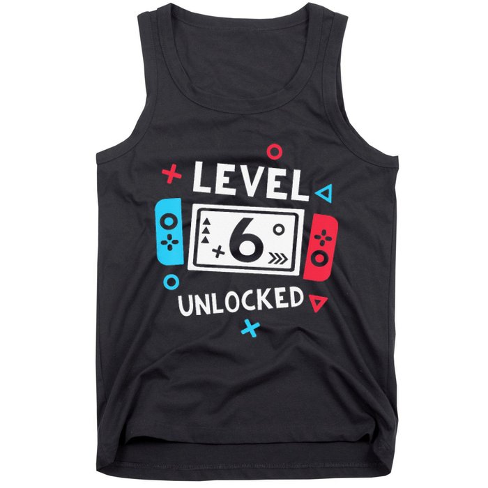 6th Birthday Level 6 Unlocked Video Game Party Tank Top