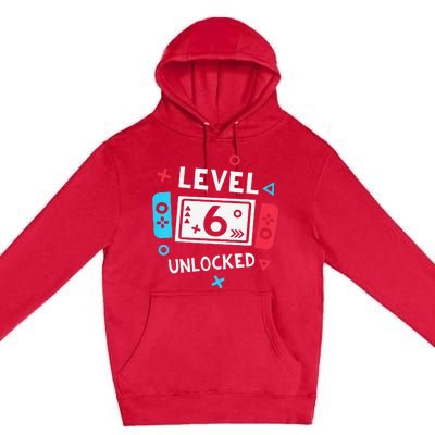 6th Birthday Level 6 Unlocked Video Game Party Premium Pullover Hoodie