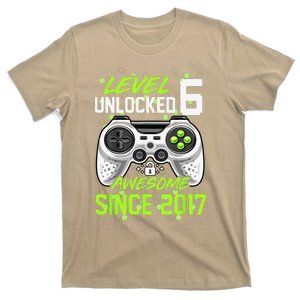 6th Birthday Level 6 Unlocked Awesome 2017 Video Gamer T-Shirt