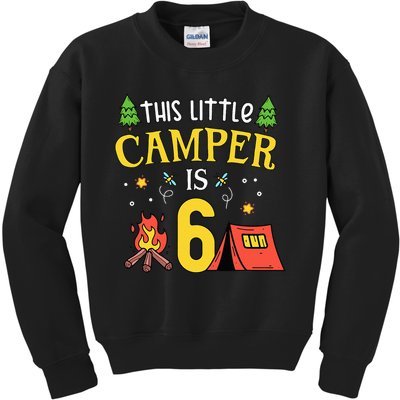 6th Birthday Little Camper Six Years Old Camping Party Kids Sweatshirt