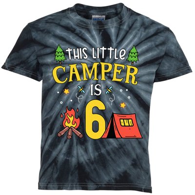 6th Birthday Little Camper Six Years Old Camping Party Kids Tie-Dye T-Shirt