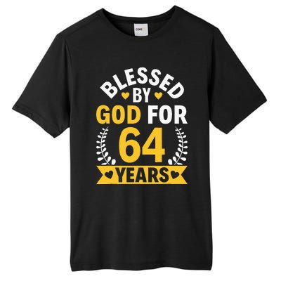 64th Birthday Man Woman Blessed By God For 64 Years Tall Fusion ChromaSoft Performance T-Shirt