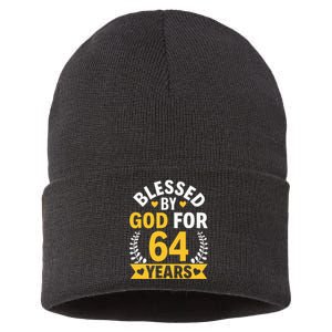 64th Birthday Man Woman Blessed By God For 64 Years Sustainable Knit Beanie