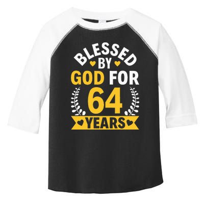 64th Birthday Man Woman Blessed By God For 64 Years Toddler Fine Jersey T-Shirt