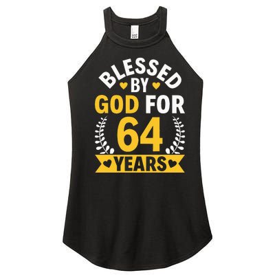 64th Birthday Man Woman Blessed By God For 64 Years Women’s Perfect Tri Rocker Tank