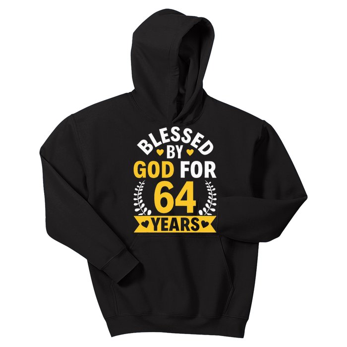 64th Birthday Man Woman Blessed By God For 64 Years Kids Hoodie