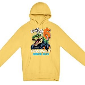 6th Birthday Monster Truck Dinosaur Party Boy Rawr IM 6 Premium Pullover Hoodie