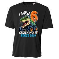 6th Birthday Monster Truck Dinosaur Party Boy Rawr IM 6 Cooling Performance Crew T-Shirt