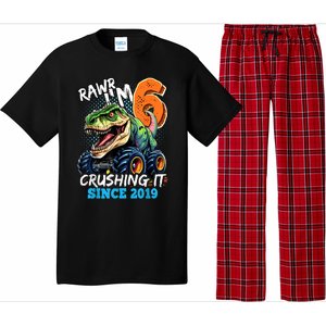 6th Birthday Monster Truck Dinosaur Party Boy Rawr IM 6 Pajama Set