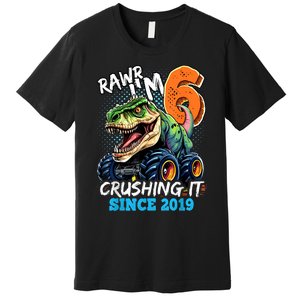 6th Birthday Monster Truck Dinosaur Party Boy Rawr IM 6 Premium T-Shirt