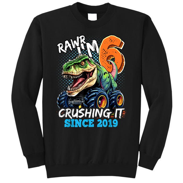 6th Birthday Monster Truck Dinosaur Party Boy Rawr IM 6 Tall Sweatshirt