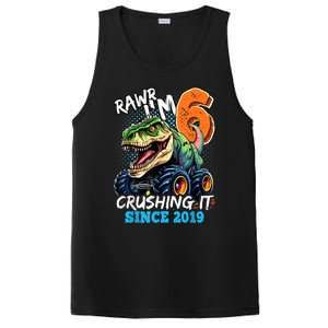 6th Birthday Monster Truck Dinosaur Party Boy Rawr IM 6 PosiCharge Competitor Tank