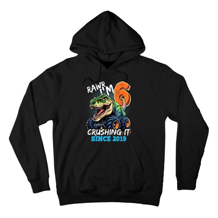 6th Birthday Monster Truck Dinosaur Party Boy Rawr IM 6 Tall Hoodie