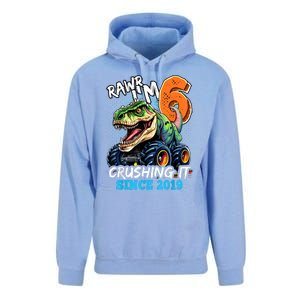 6th Birthday Monster Truck Dinosaur Party Boy Rawr IM 6 Unisex Surf Hoodie