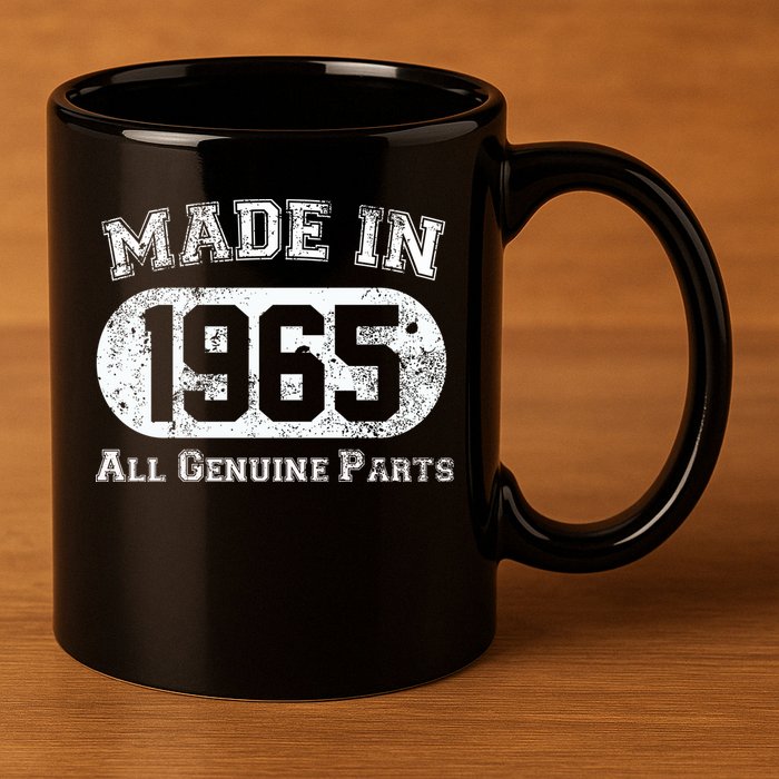60th Birthday Made In 1965 - All Genuine Parts 11oz C Handle Ceramic Mug