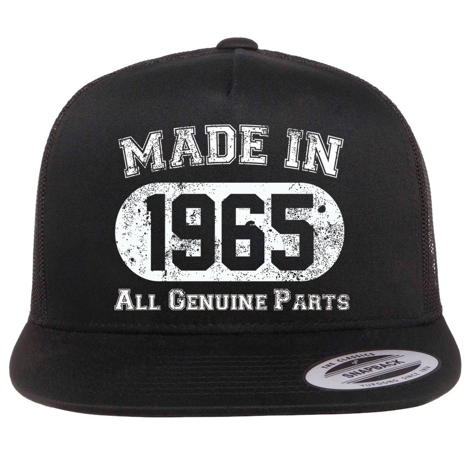 60th Birthday Made In 1965 - All Genuine Parts Flat Bill Trucker Hat