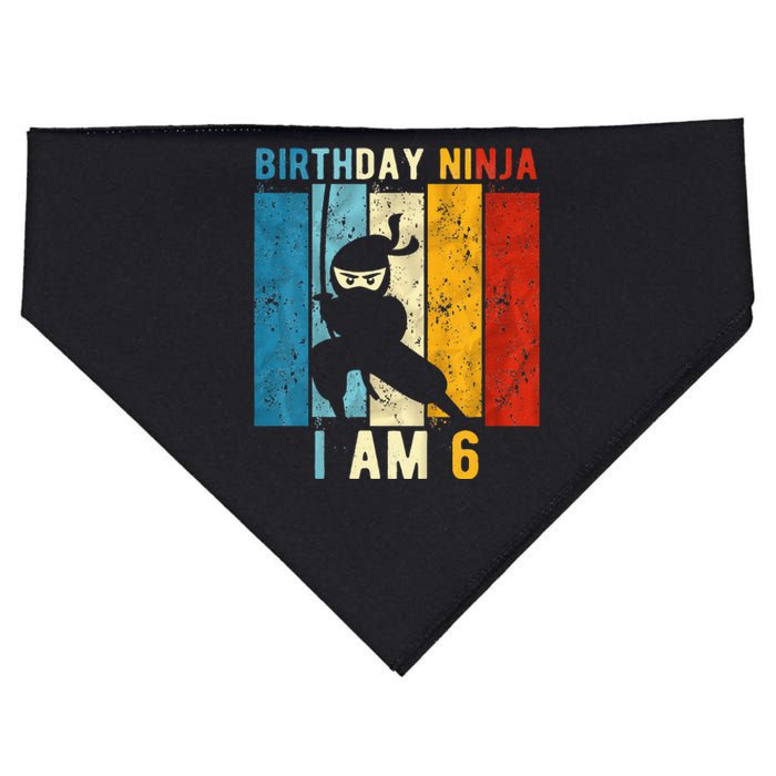 6th Birthday Ninja 6 Year Old Birthday USA-Made Doggie Bandana